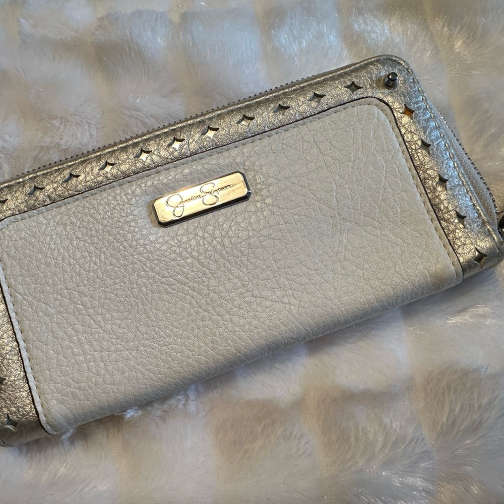 Jessica Simpson Silver and Cream Wallet